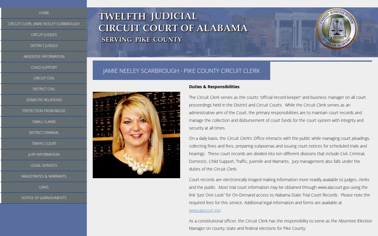Pike County Circuit Clerk court records duties