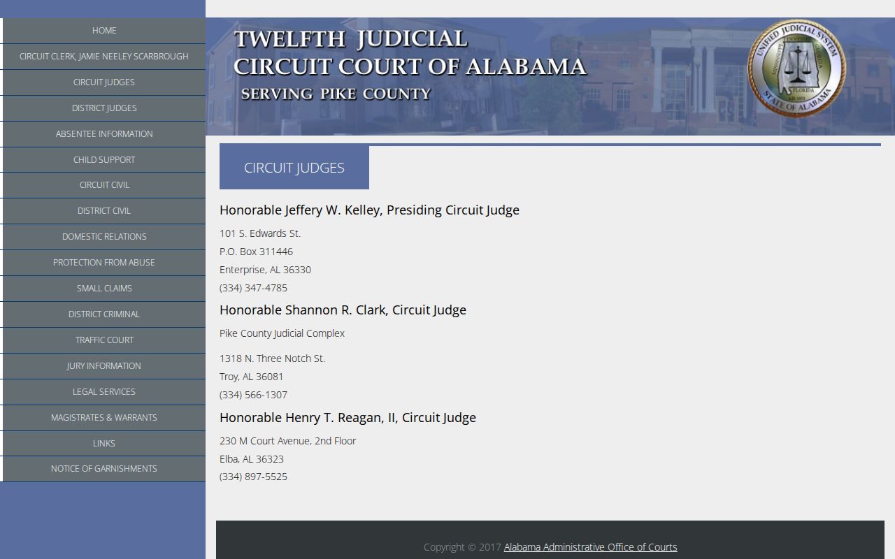 Pike County court dockets Circuit Court judges