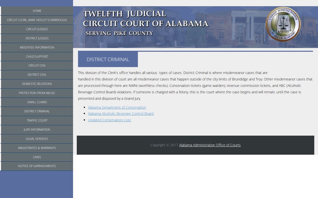 Pike County criminal court records District Criminal jurisdiction page