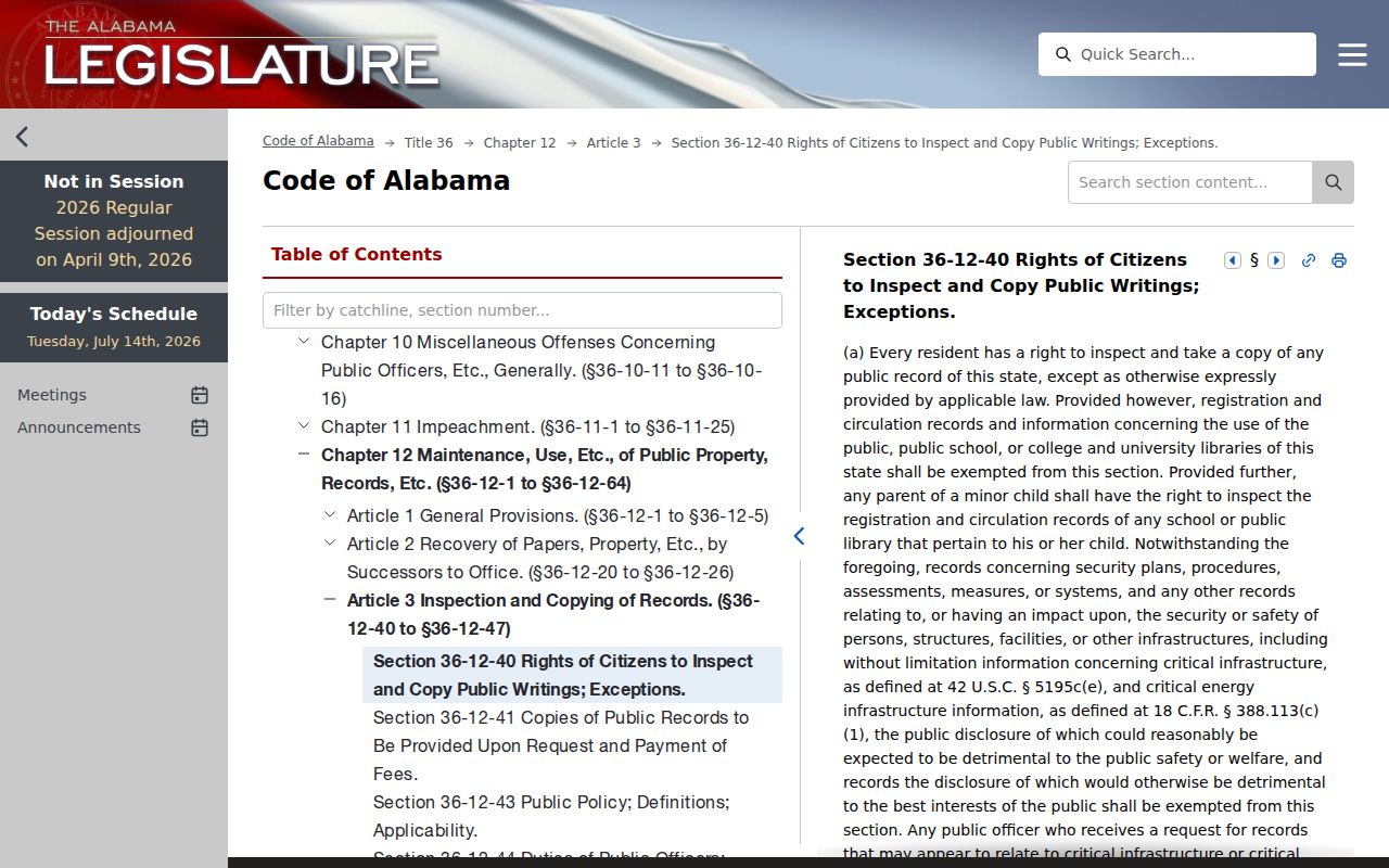 Pike County Court records Alabama public access statute