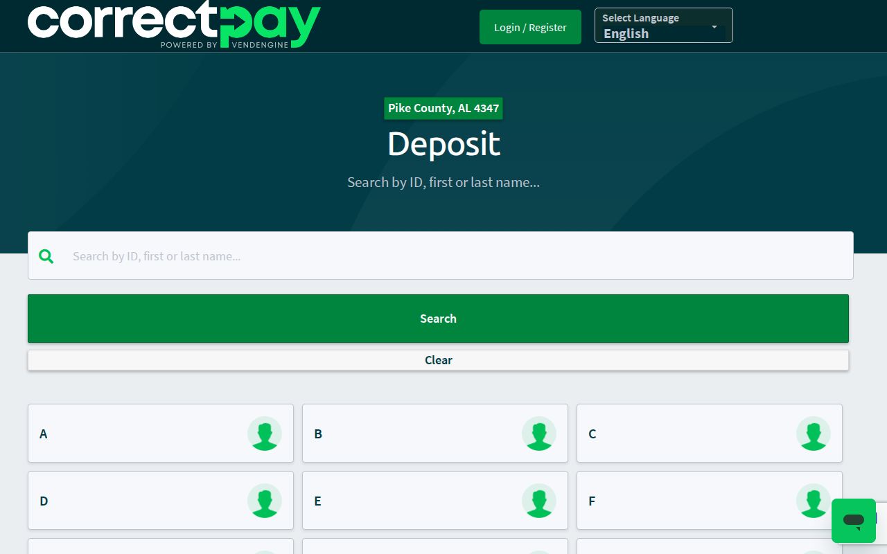 Pike County inmate commissary deposit page through VendEngine