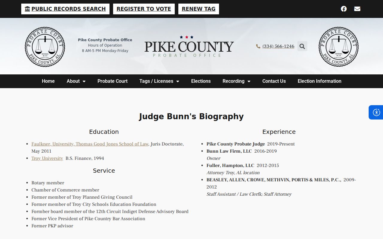 Pike County marriage records and Probate Judge office duties
