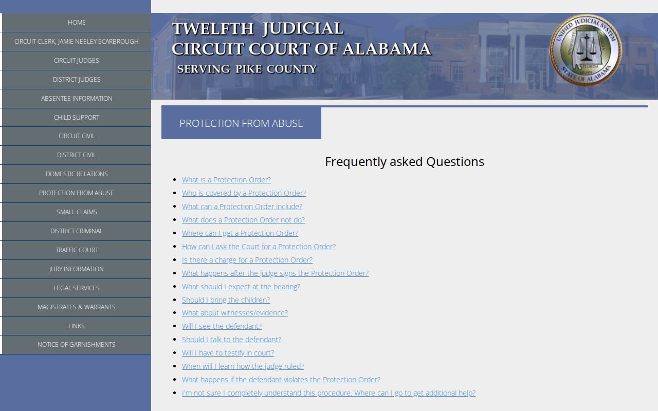 Pike County warrant search protection from abuse court process